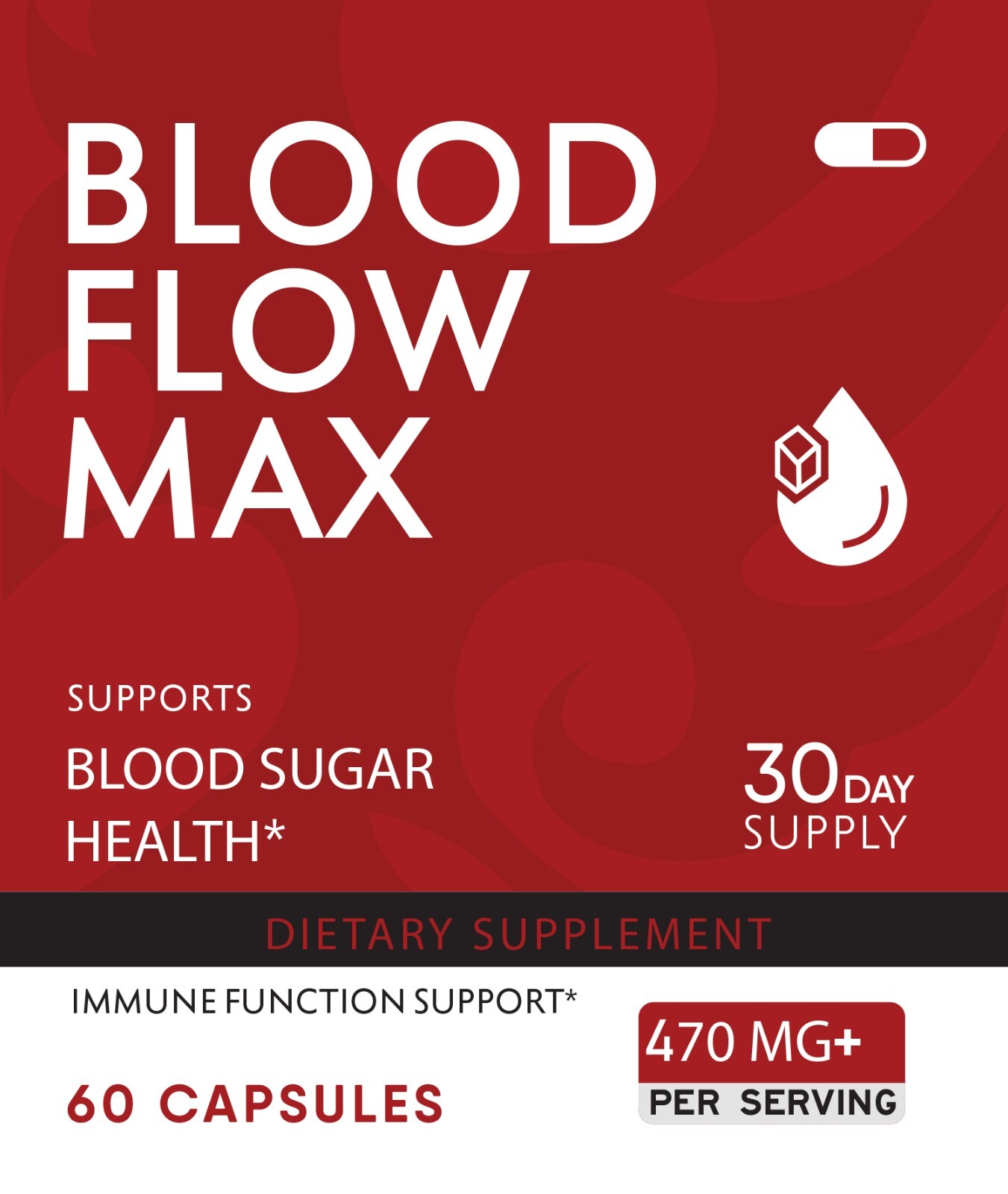Blood Flow Max Blood Sugar Health Supplement 60 Capsules 30 Day Supply