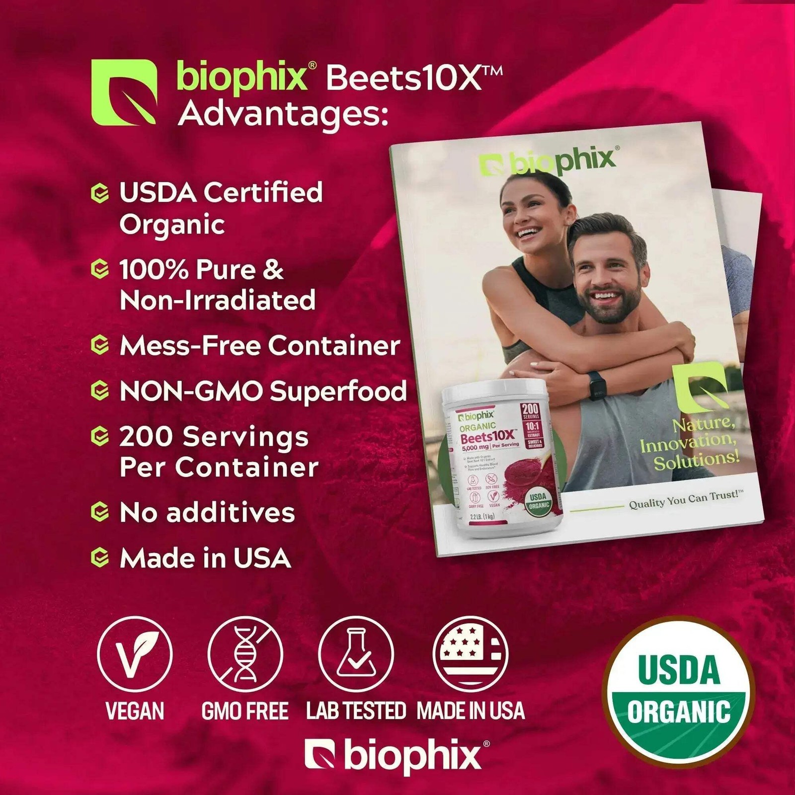 biophix Organic Beets 10X Beet Root Powder 2.2 lb 50000 mg Equivalent