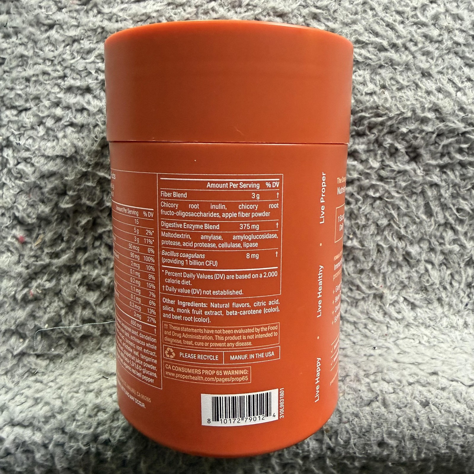Proper Immune Support Superfood Powder 30 Servings Orange Tangerine Gluten Free