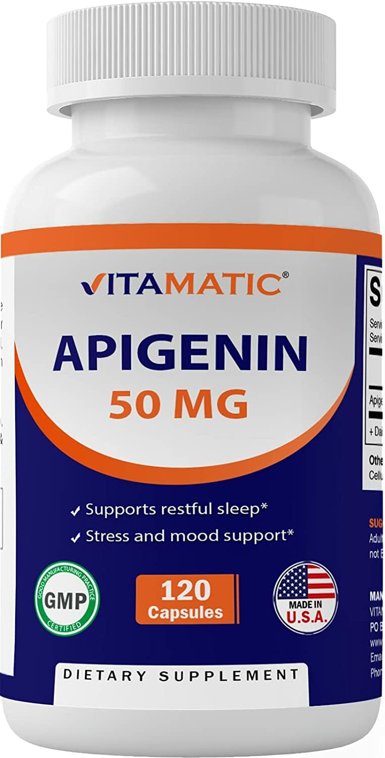 Vitamatic Apigenin 50mg – Sleep Support – 120 Vegetarian Capsules