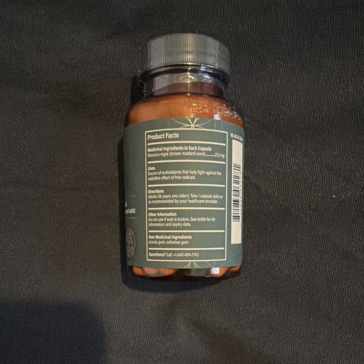 Mustard Seed Capsules 22mg Brassica nigra, Antioxidant, Vegan, 60 ct