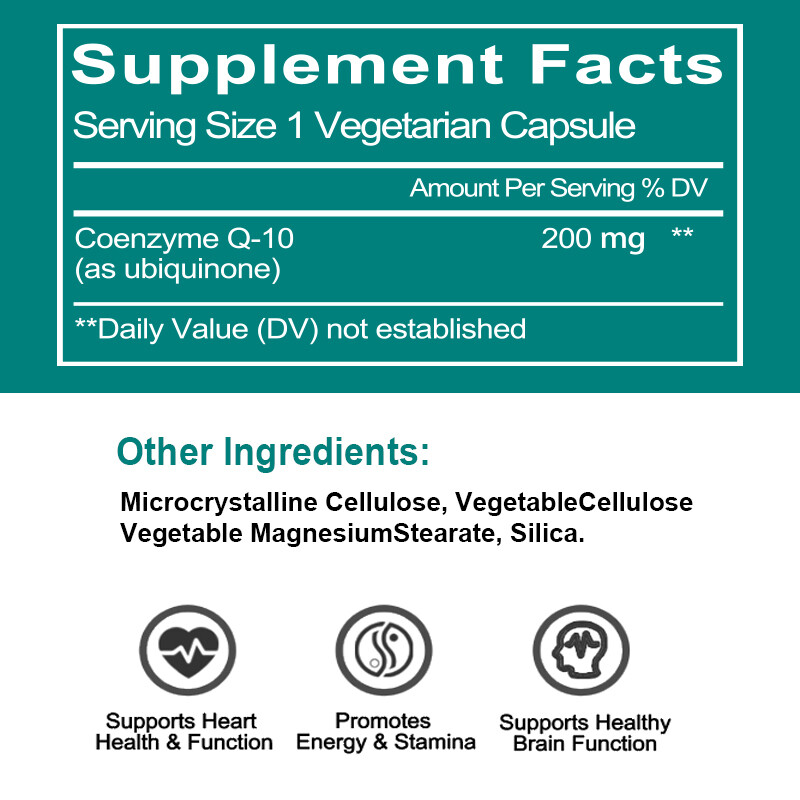 CoQ10 200mg capsule Q10 C0q 10 Coenzyme Cardiovascular Heart Health 2 x 120Pills