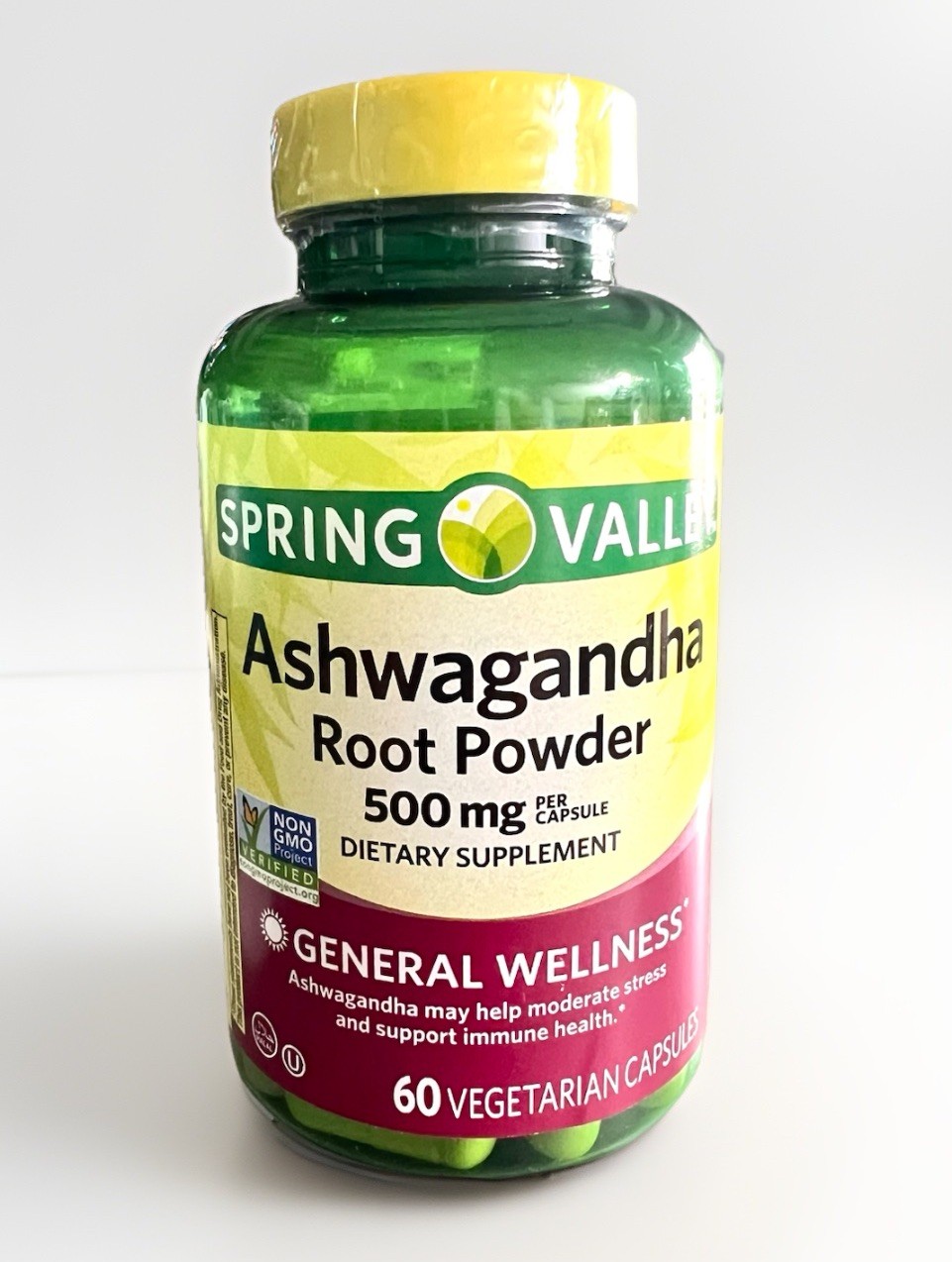 Spring Valley Ashwagandha Root Powder 500 mg Vegetarian Capsules – 60 ct