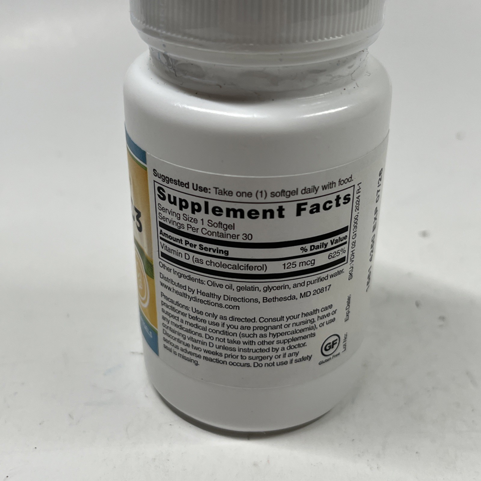 Healthy Directions Vitamin D3 (30 Softgels) 5000 IU Immune Support EXP 07/26