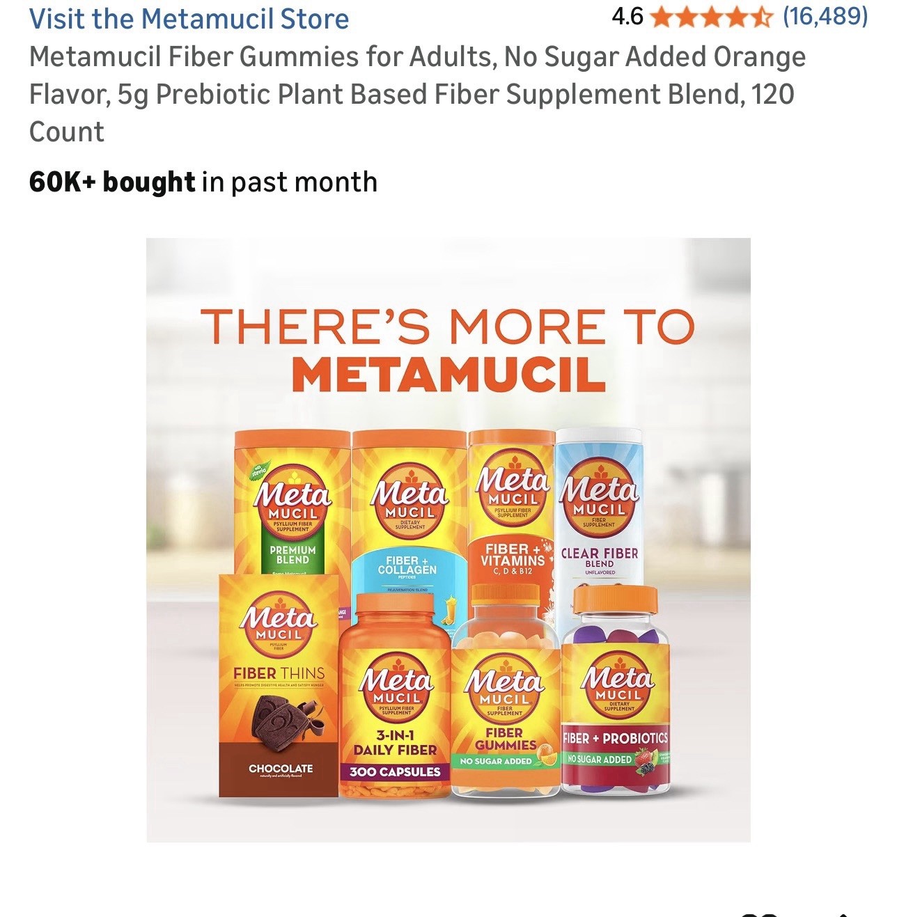 Metamucil Fiber Gummies No Sugar Added Plant-Based Orange Digestive 120 Ct