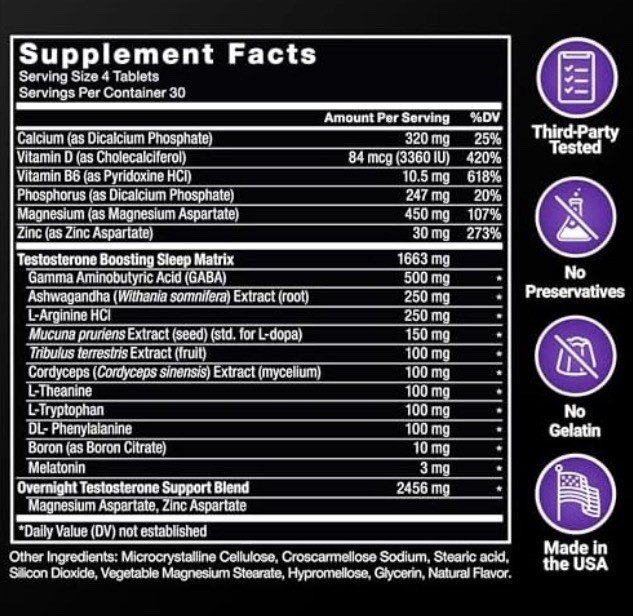 Force Factor Test X180 PM Nighttime Testosterone Booster Tablets 120 Made USA