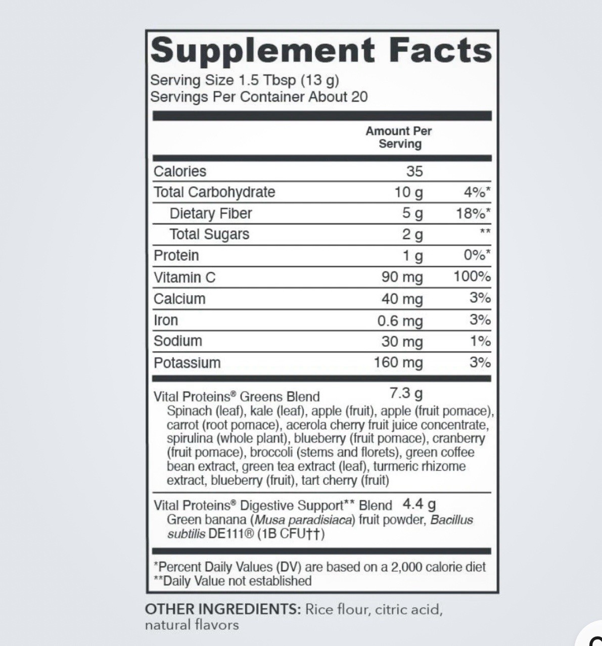 Vital Proteins Daily Greens Powder Green Apple Probiotic Digestive Immune 9.3 oz