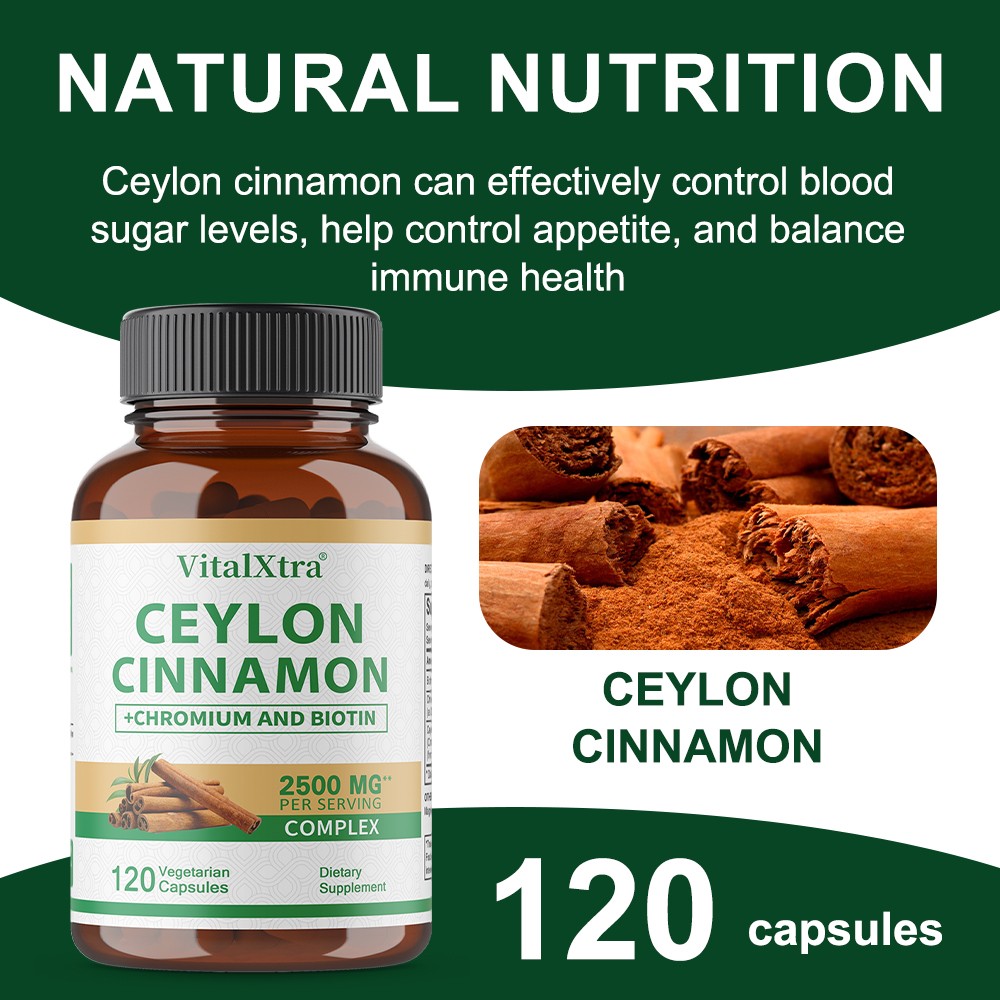 Ceylon Cinnamon Caps 2500mg for Balanced Blood Sugar,Metabolism&Sustained Energy
