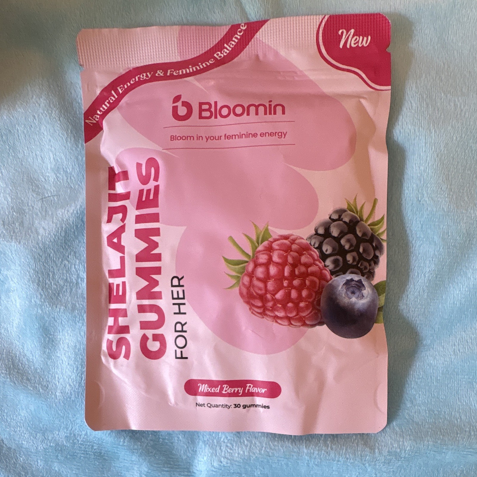 Bloomin She Lifts Energy Support Gummies Mixed Berry Saffron Shilajit 30ct