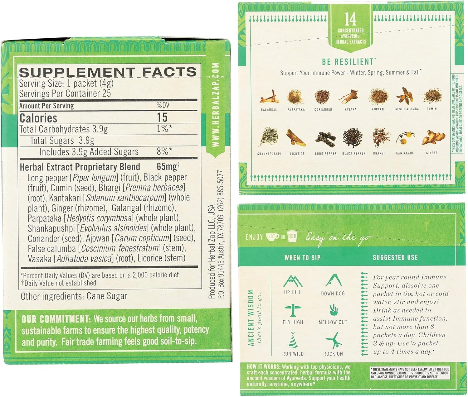 Herbal Zap Immune Support Supplement Powder (25 Packets Per Box)
