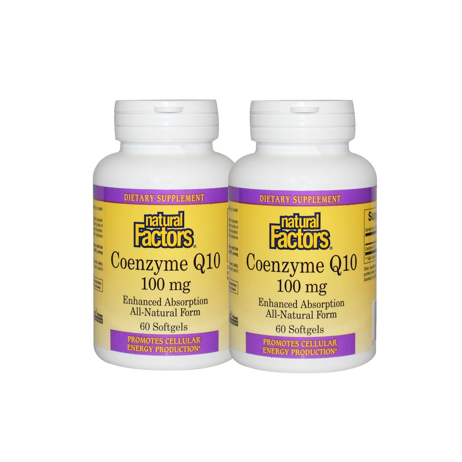 Natural Factors Coenzyme Q10 100mg, 60 + 60 Softgels