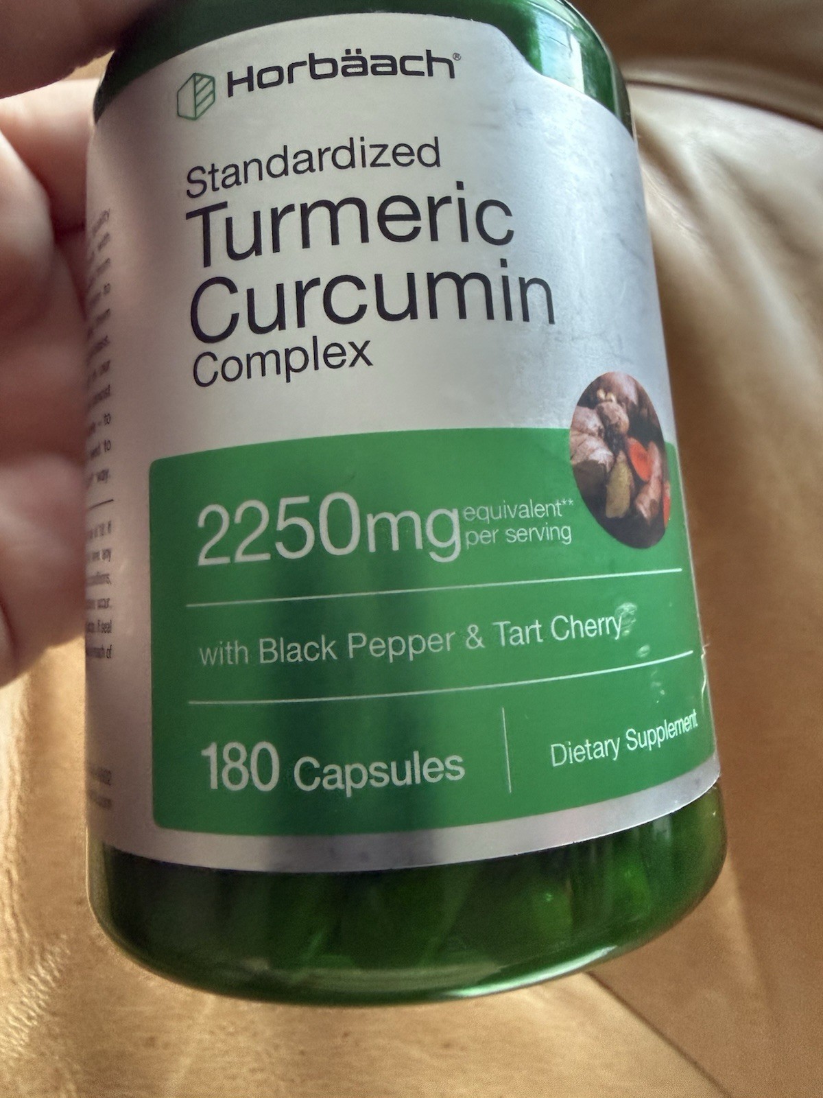 Turmeric Curcumin Complex 2250mg w/ Black Pepper & Tart Cherry 180 Caps BB 1/28
