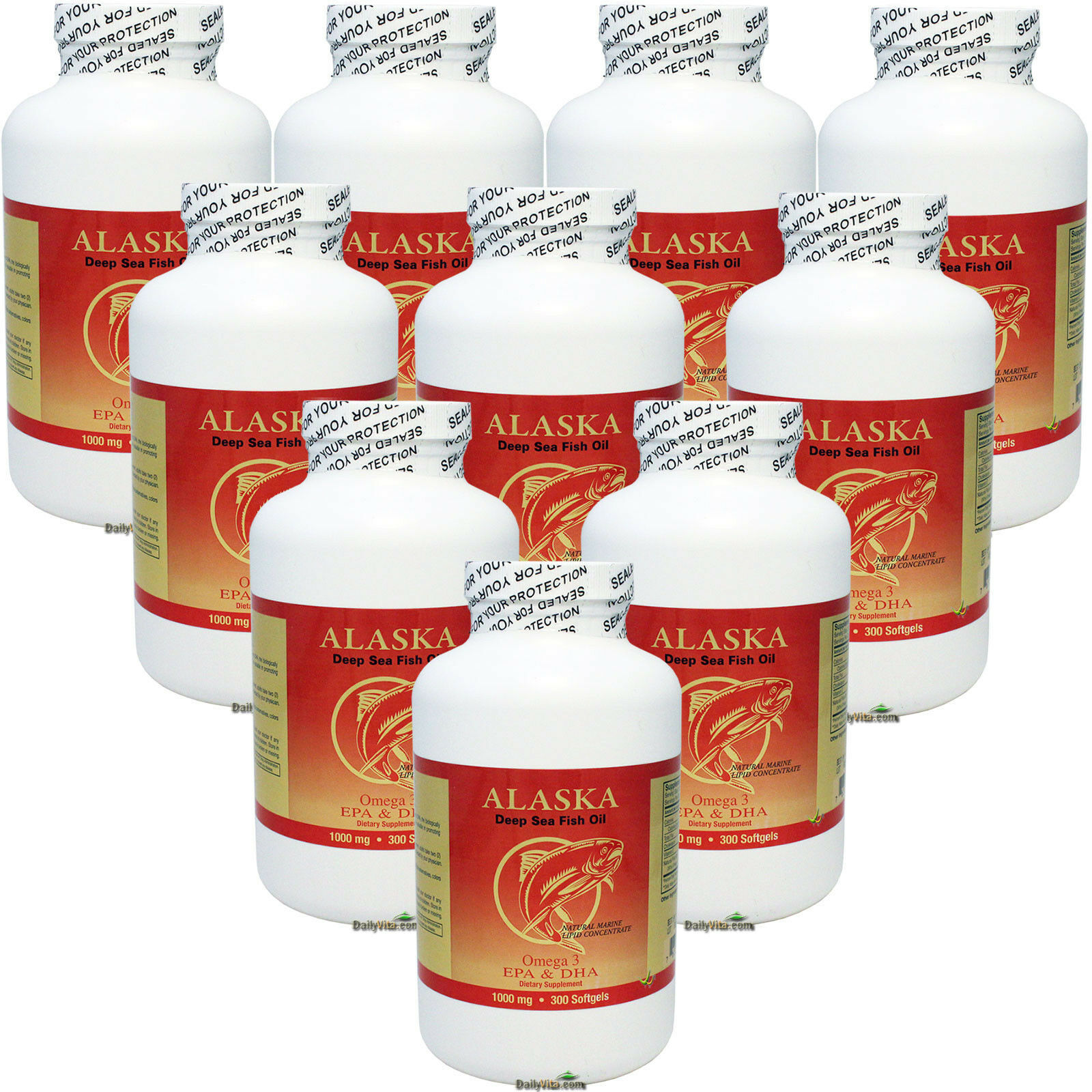 10 x Alaska Deep Sea Fish Oil =3000SGels Omega-3 EPA DHA