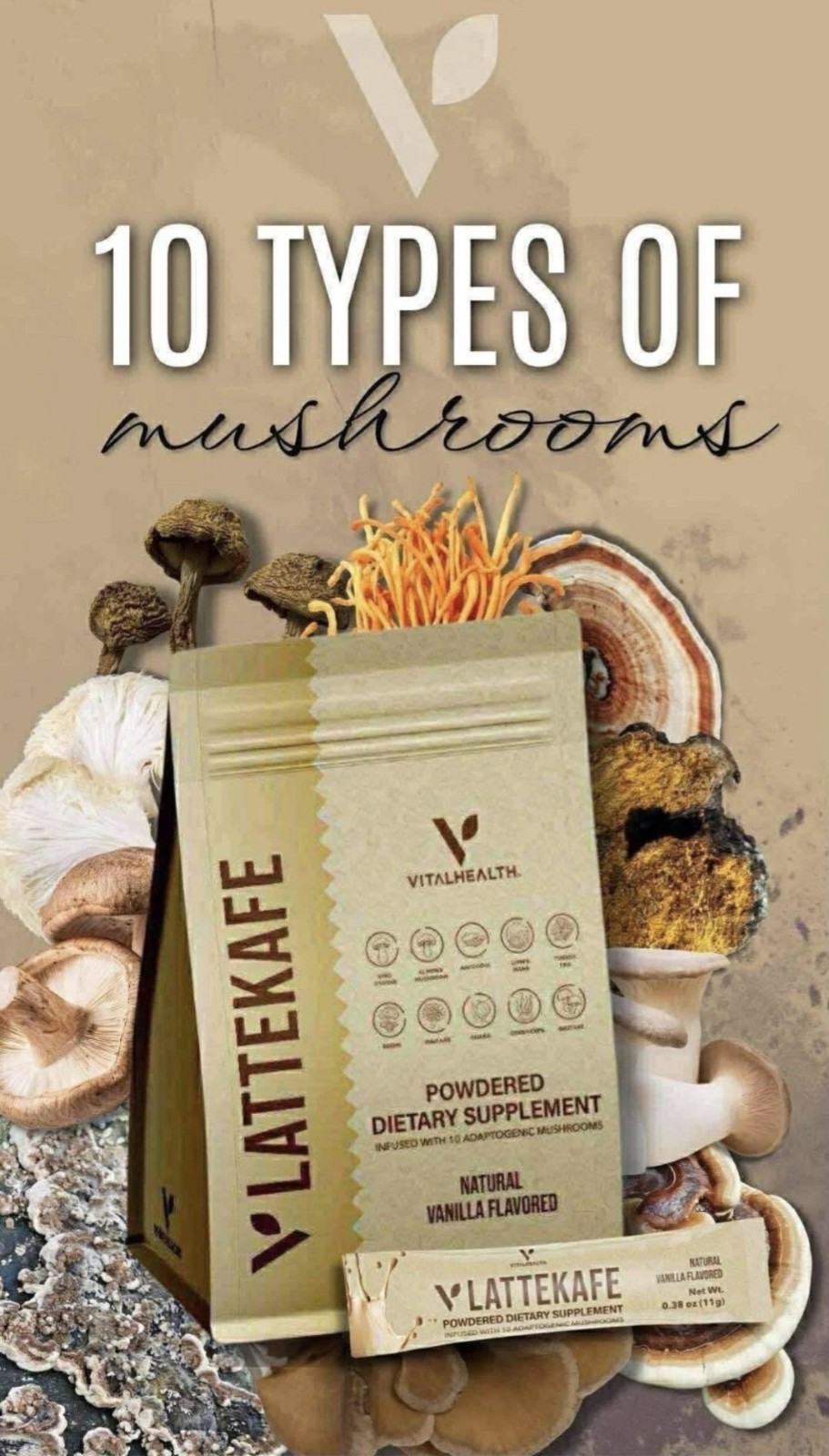 Vital health LATTEKAFFE Premium Arabica Coffee Combines Functional Mushrooms