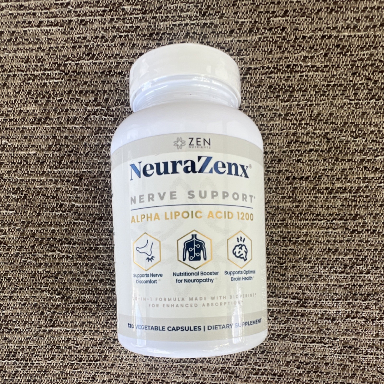 NeuraZenx Nerve Support Alpha Lipoic Acid 1200mg 120 Gluten-Free Capsules