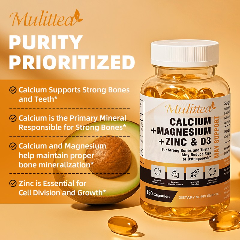 Calcium, Magnesium & Zinc Plus Vitamin D3 Capsules 1000MG Support Muscle Health