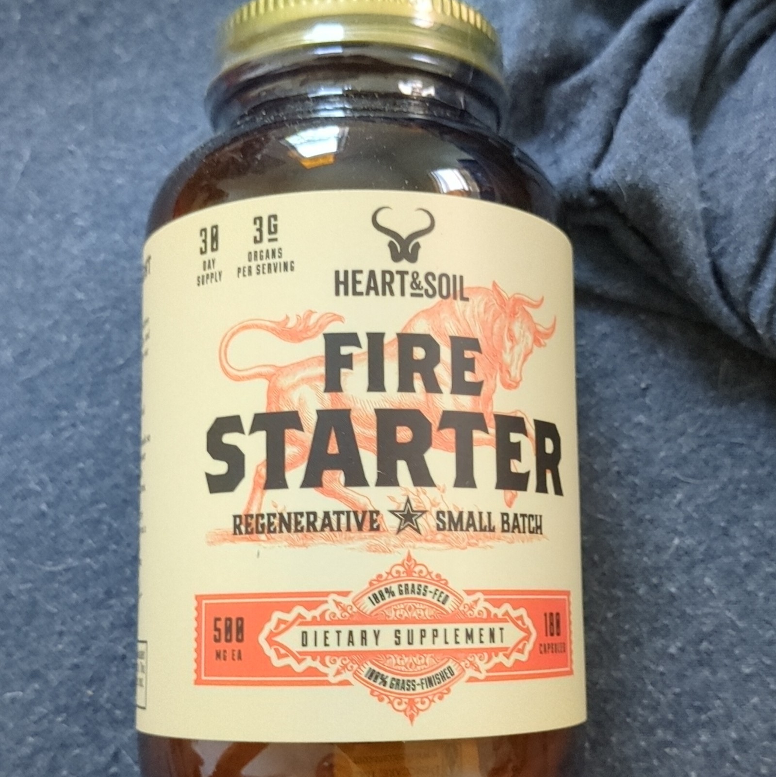 Heart & Soil Fire Starter Beef Organs Grass-Fed 180 Caps 500mg