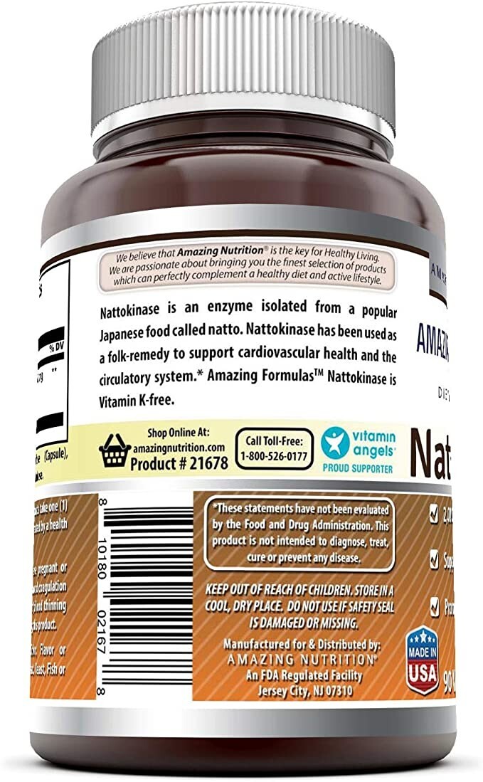 2 Nattokinase 100mg Cardiovascular Aid 90 Caps (Pack-2) Amazing Nutrition