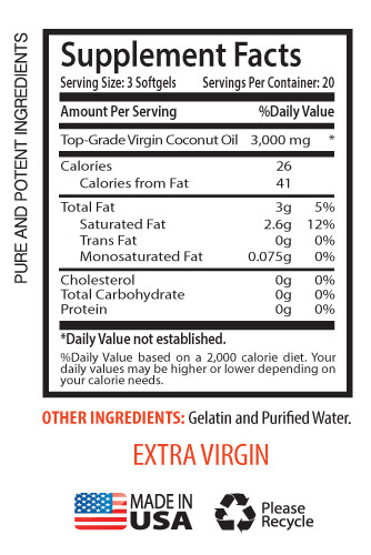 dietary supplement – COCONUT OIL 3000MG – healthy weight loss 2B