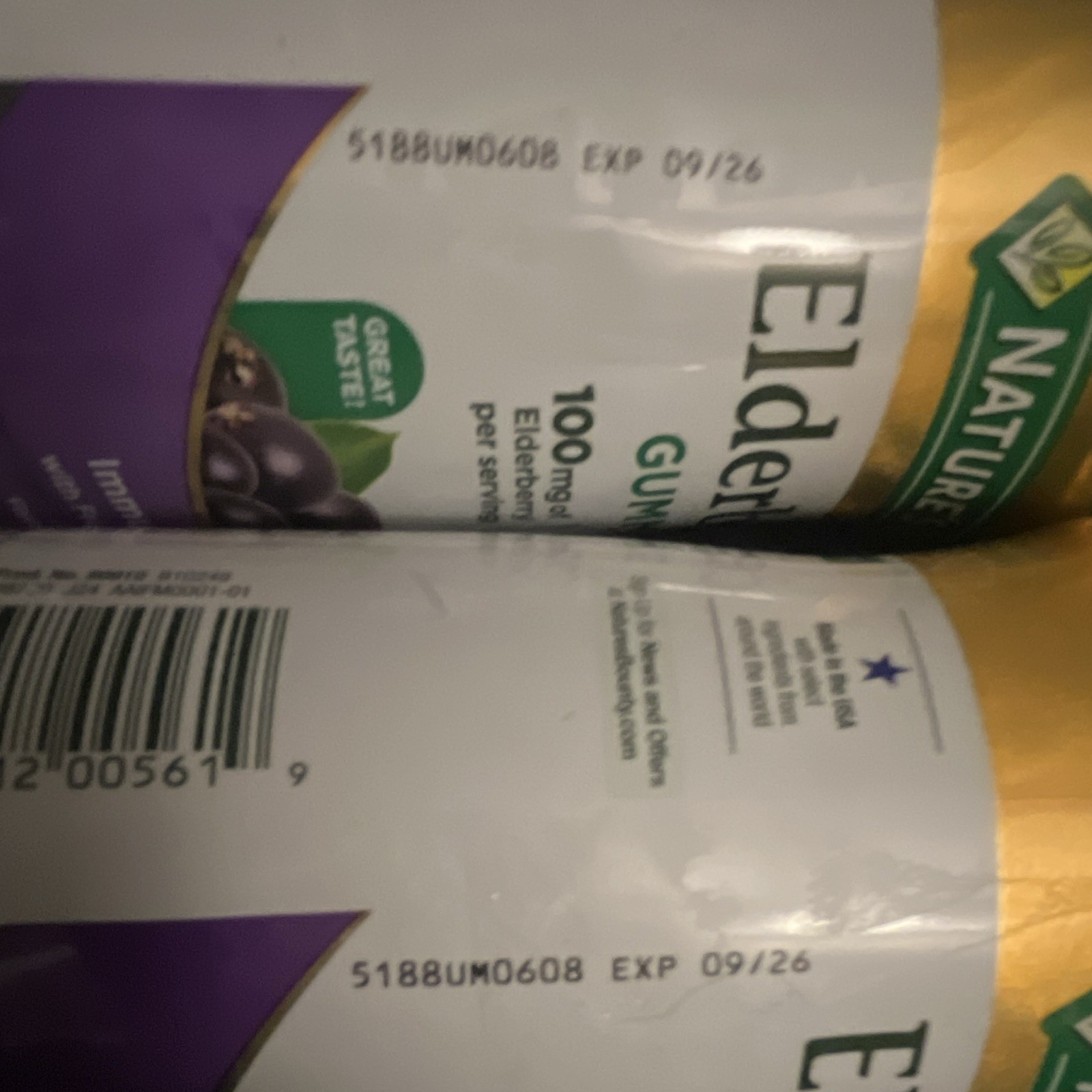 Nature’s Bounty Elderberry Gummies 100mg Vit C D Zinc No Gelatin 70ct 09/26 2 ct