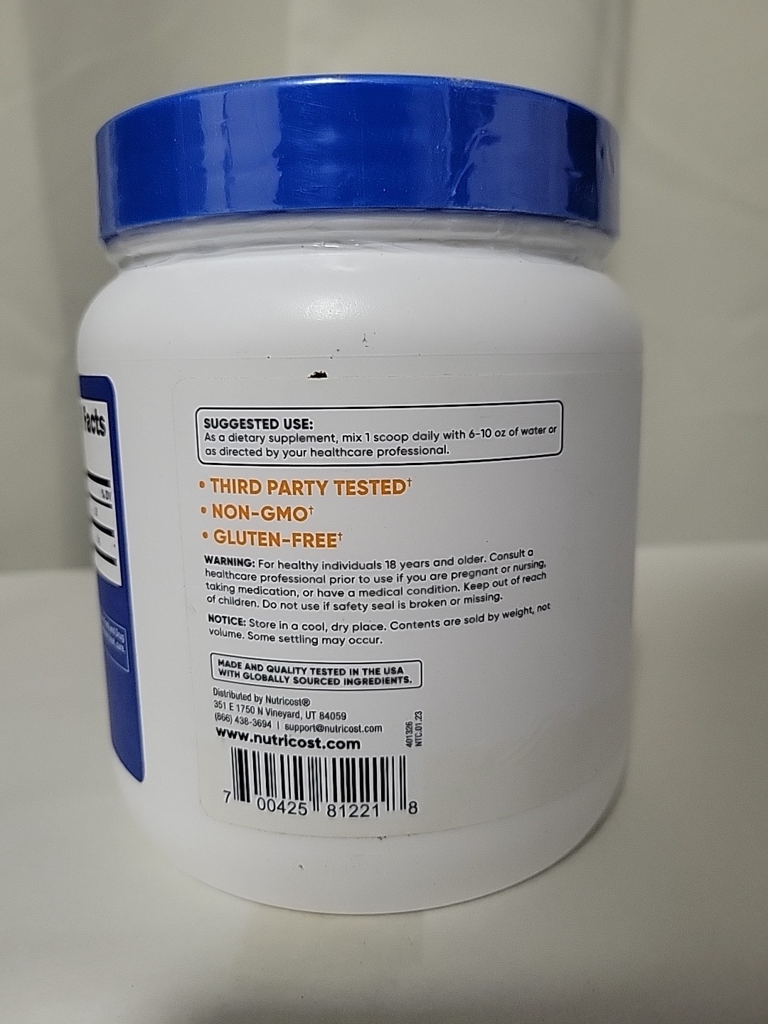 Nutricost L Glutamine Powder 100 Servings Unflavored 17.6oz Exp 06/27 Free Ship
