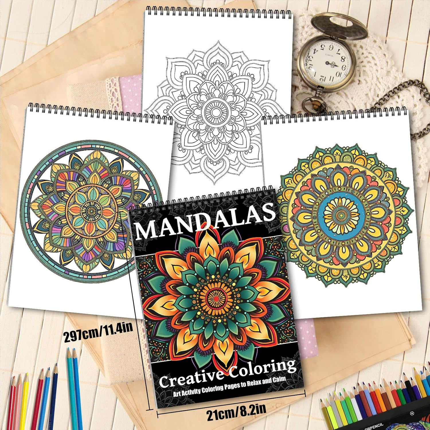 Mandala Coloring Books for Adult Women Spiral Bound Page Printed Single-Sided Gi