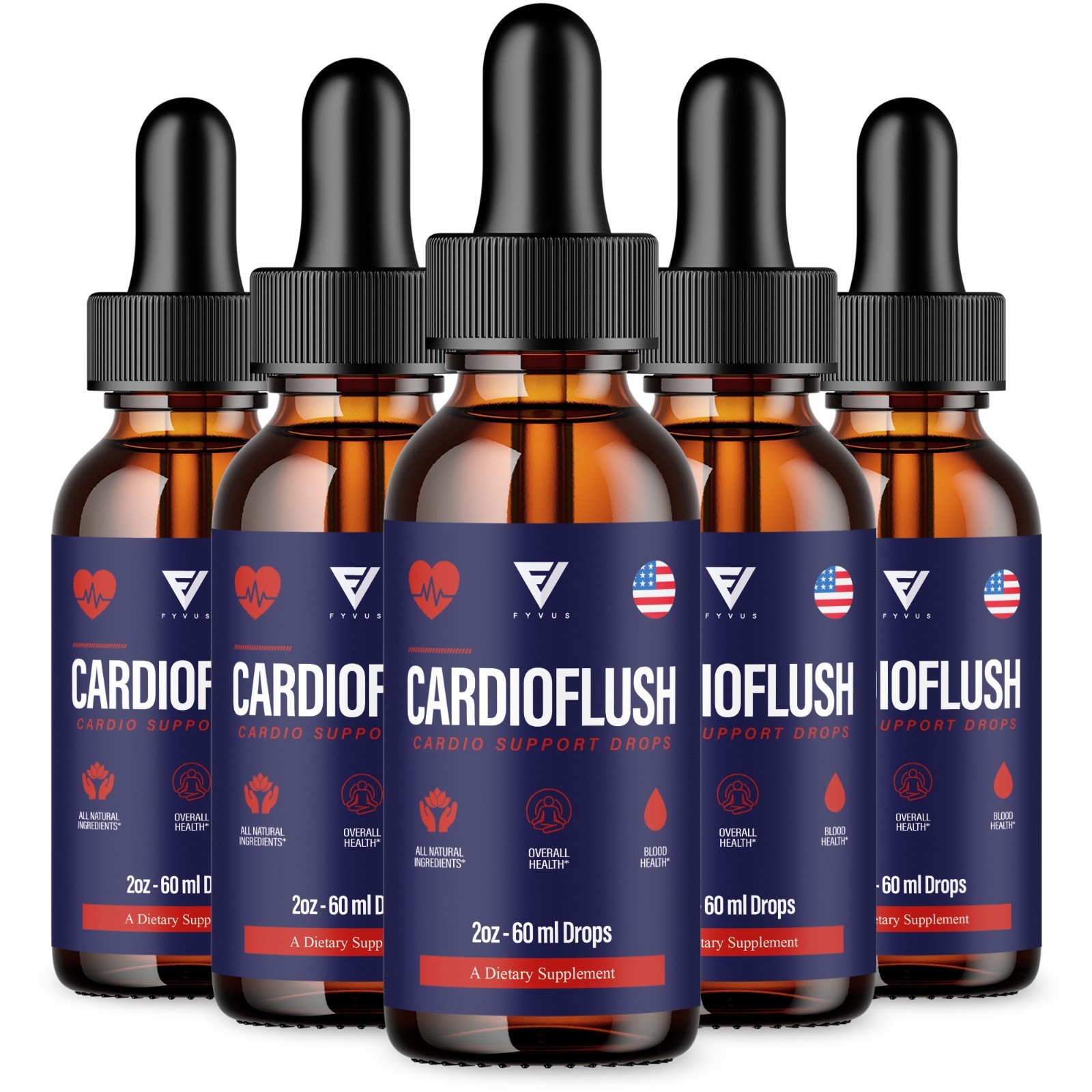 (5 Pack) Cardiflush Overall Health Wellness Support, Cardi Flush Drops (10oz)