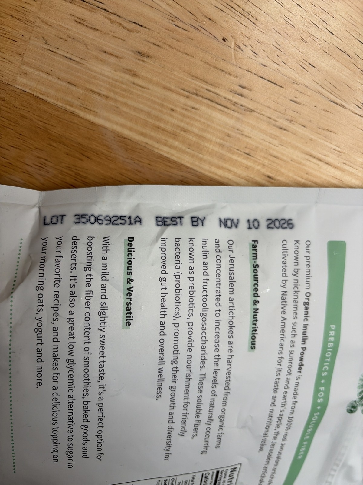 Sprout Living Organic Prebiotic Inulin 1lb Exp. Nov-2026