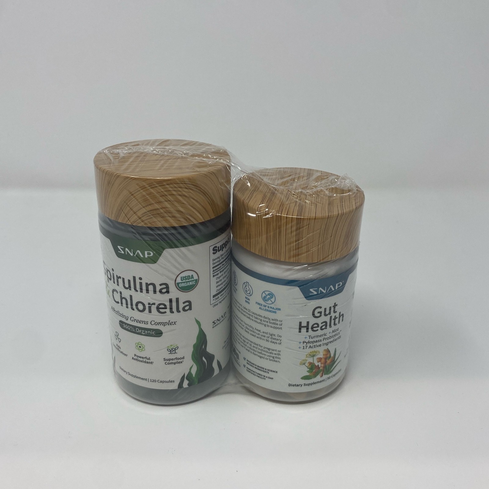 Snap Supplements Gut Health + Spirulina & Chlorella 50+120ct