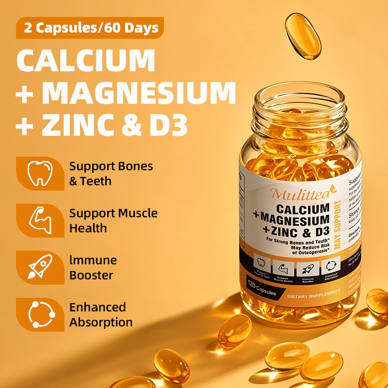 Calcium, Magnesium & Zinc Plus Vitamin D3 Capsules 1000MG Support Muscle Health