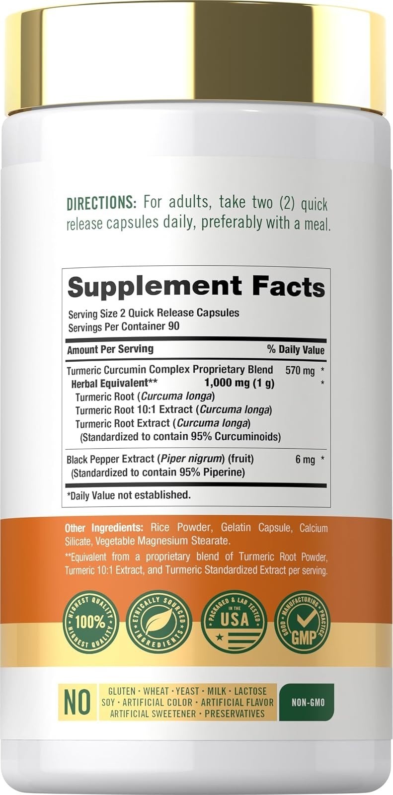 Carlyle Turmeric Curcumin with Black Pepper | 180 Capsules | Non-GMO
