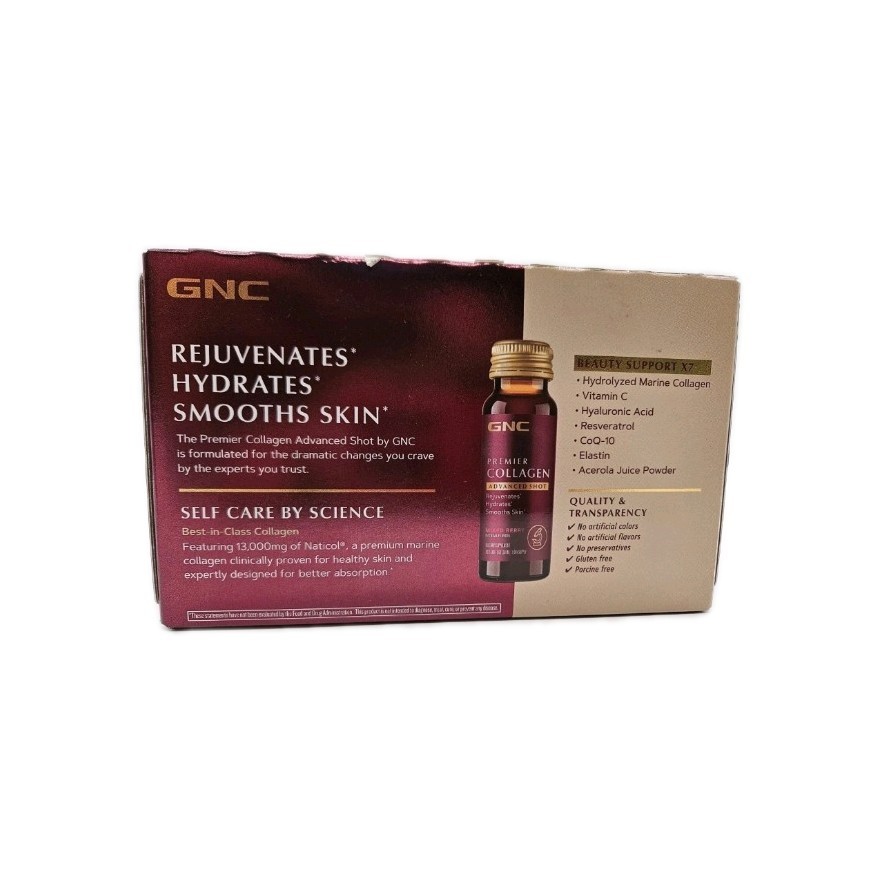 GNC Premier Collagen Advanced Shot 10 Bottles 13000mg Marine Berry Drink
