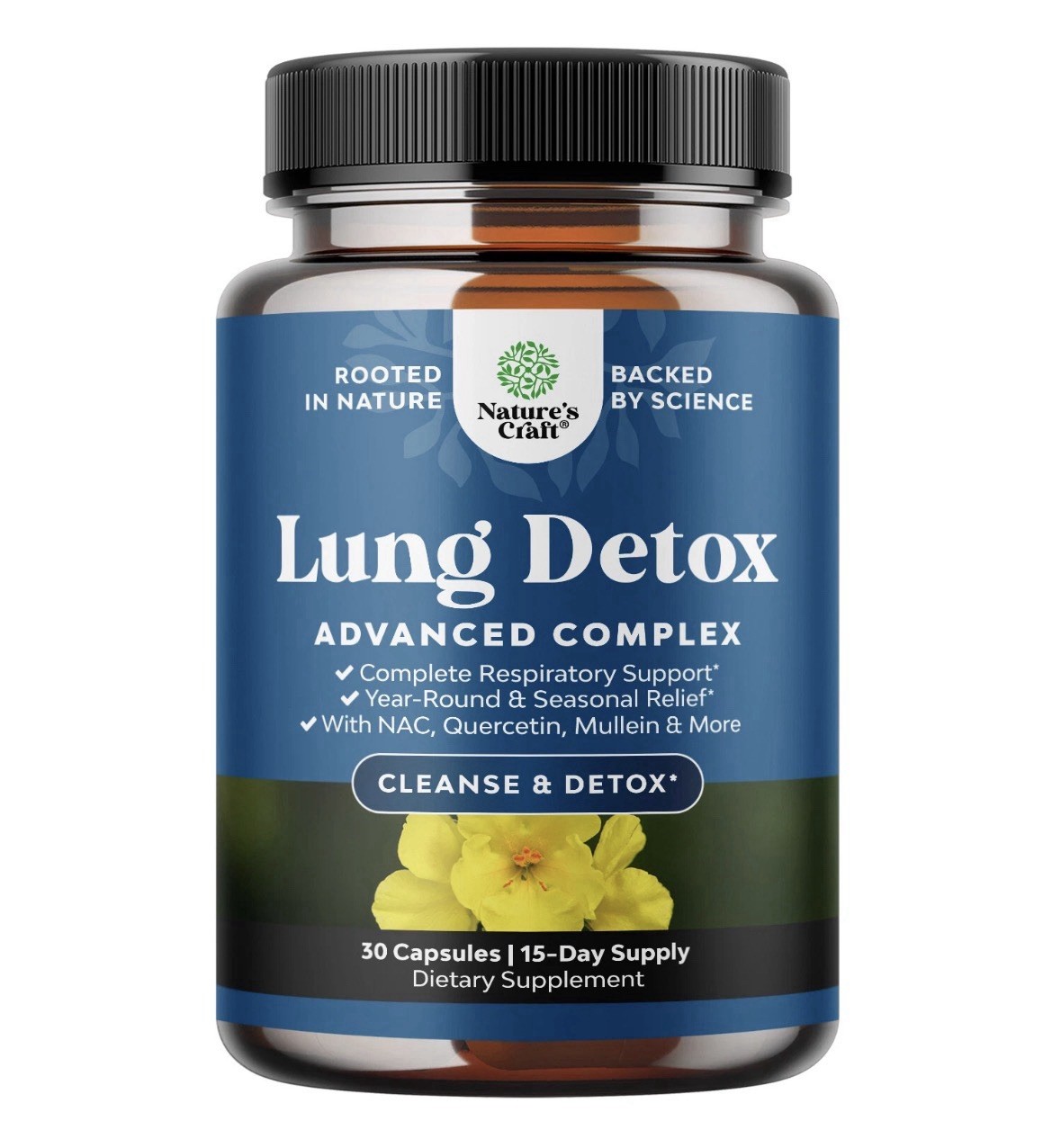 Lung Detox Mullein Leaf Capsules W/ NAC 30ct Natures Craft Exp 06/2028