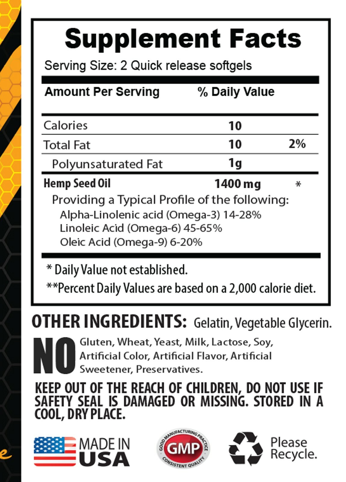 hemp oil – ORGANIC HEMP SEED OIL 1400mg – omega 3, 6, 9 fatty acids – 60 Caps