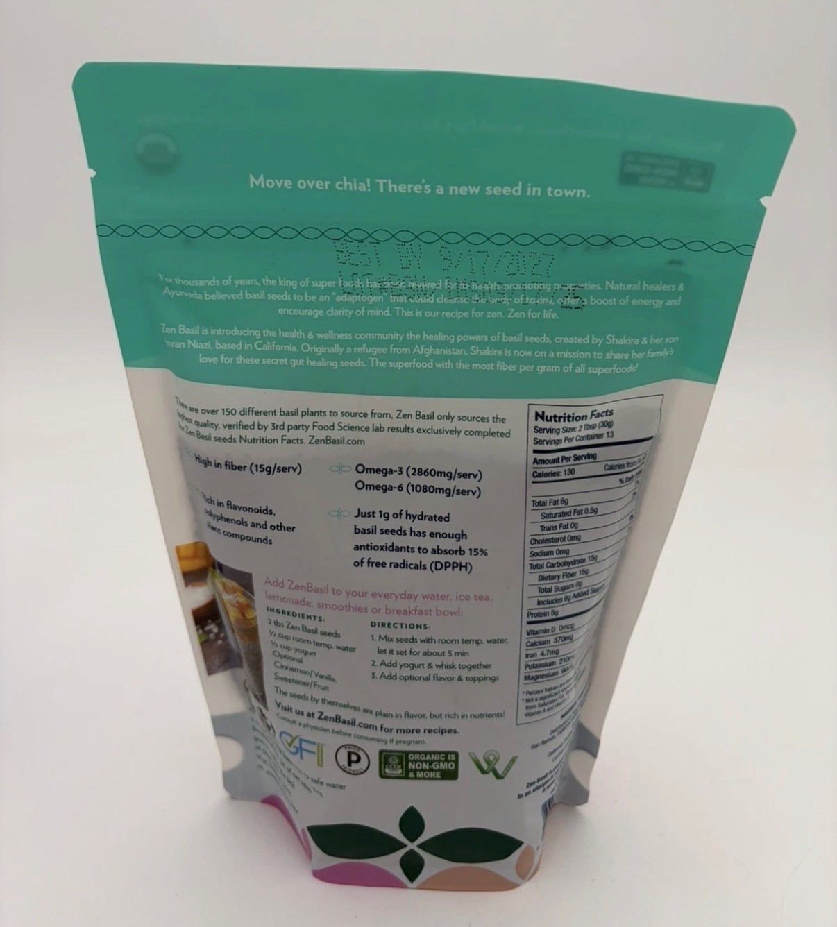 ZenBasil Organic Basil Seeds 14oz. Exp 2027 New Sealed