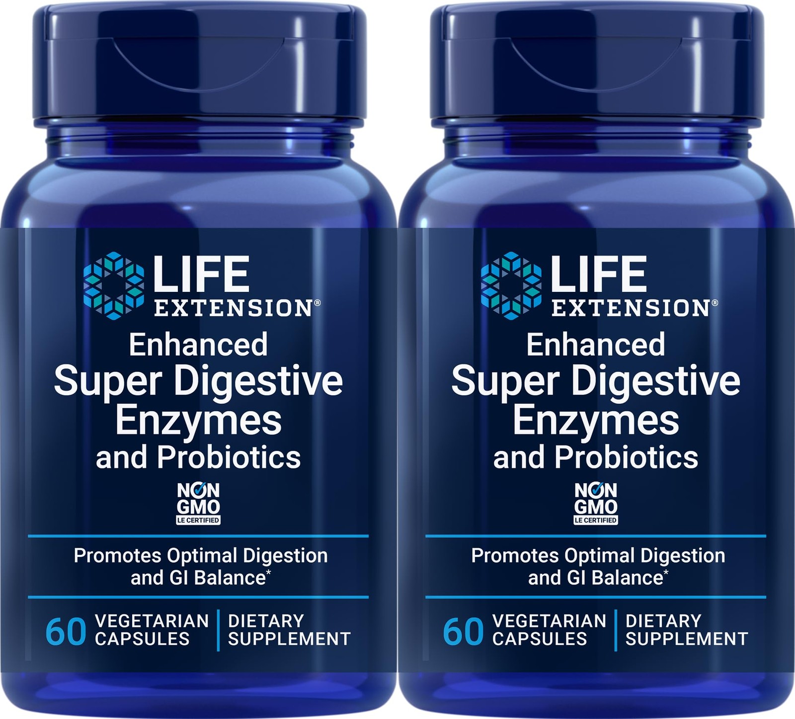 Life Extension Enhanced Super Digestive Enzymes and 60 Count (Pack of 2)