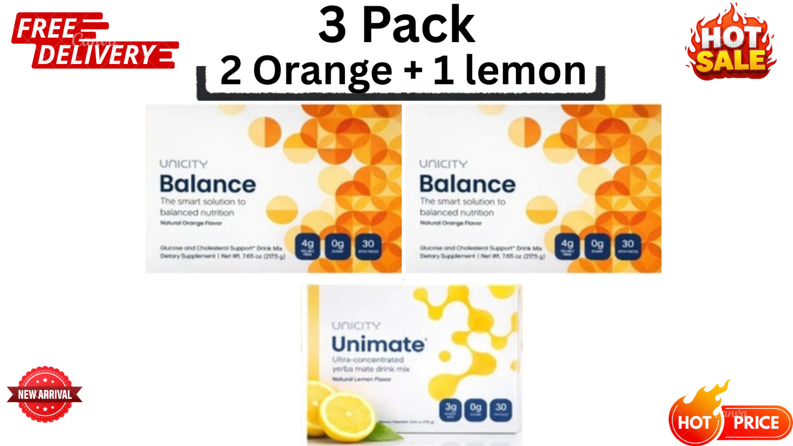 Unicity Balance 60 Pcket + Unicity Unimate Lemon 30 Pcktet Combo FREE SHIPPING