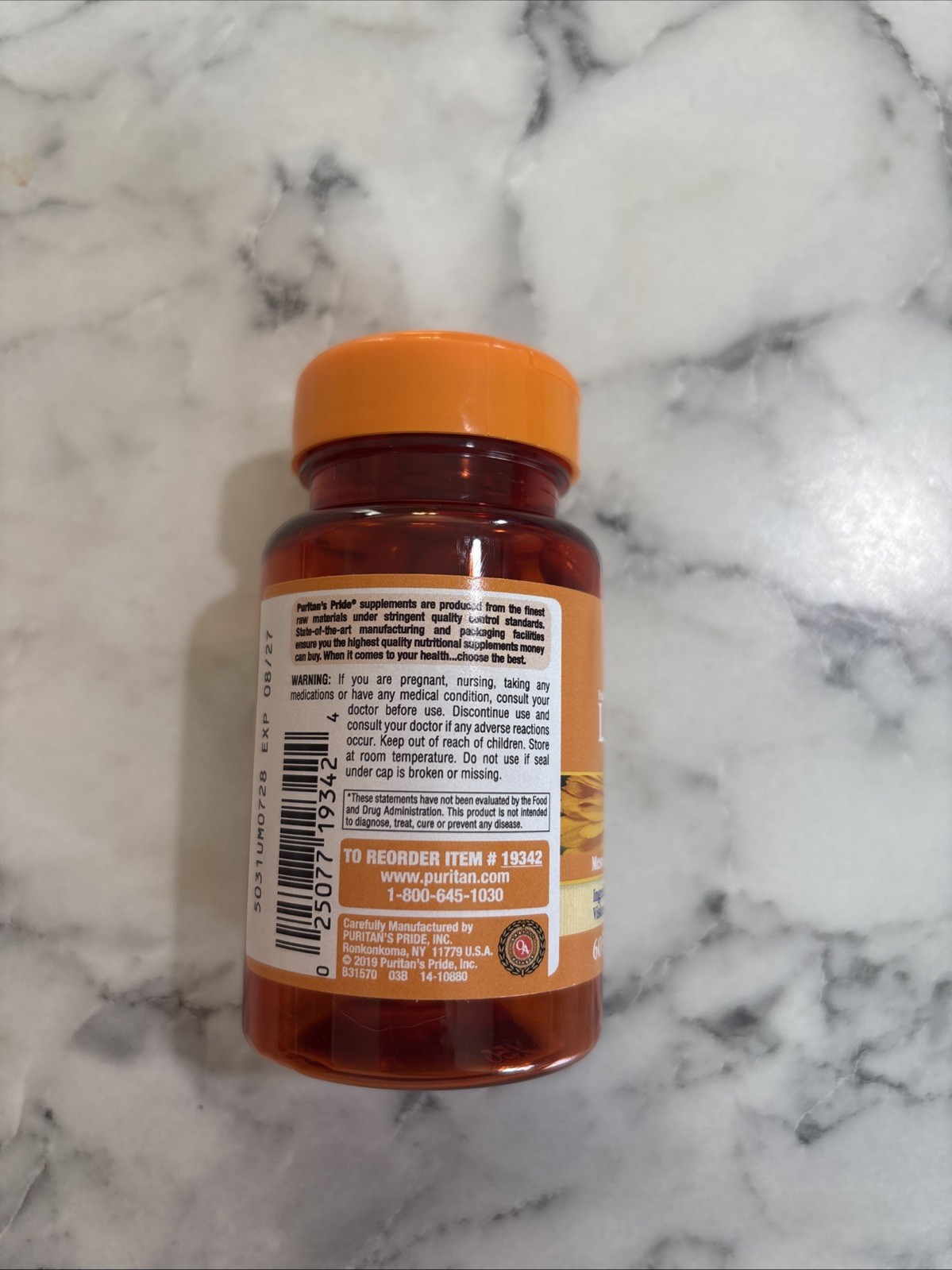 Puritan’s Pride Healthy Eyes Lutigold Extra – 60 Soft Gels Lutein 20mg 08/27
