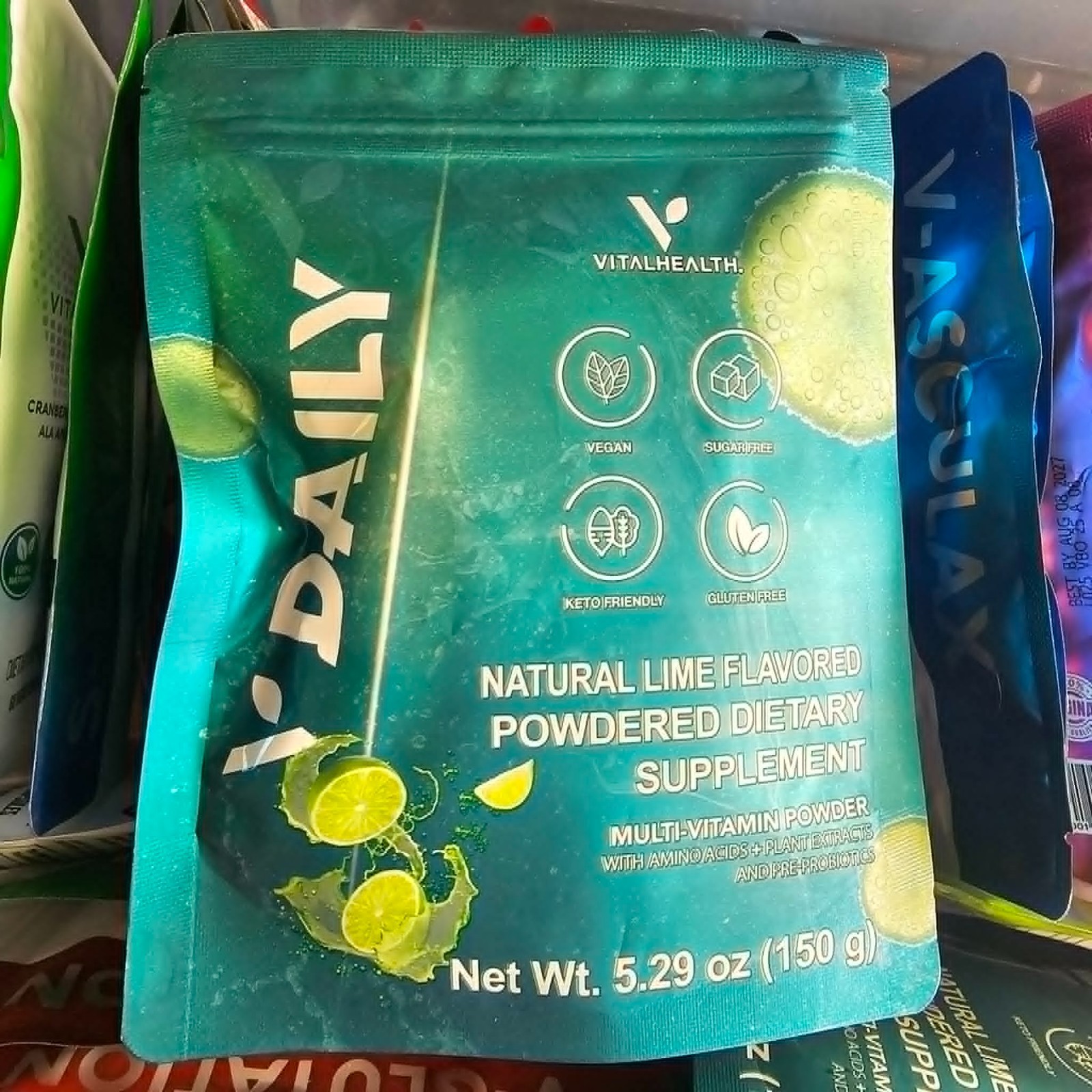 Vital Health V-Daily Multivitamin Powder – Amino Acids Plant Extracts Probiotics