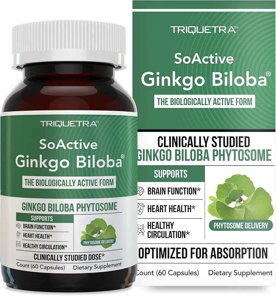 SoActive Ginkgo Biloba 180mg GinkgoSelect Phytosome 60 Capsules Vegan 8/26