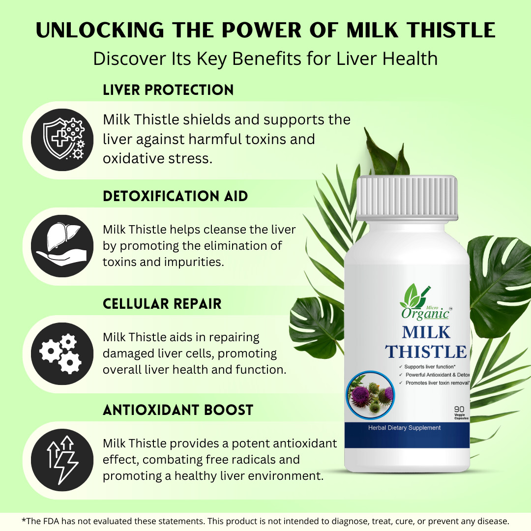 Milk Thistle Capsules Natural Liver Support & Detox Supplement Promote Digestion