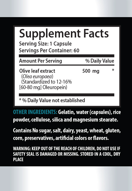 Olive Leaf Capsules – OLIVE LEAF EXTRACT 500mg – Lower Blood Pressure – 3 Bottle