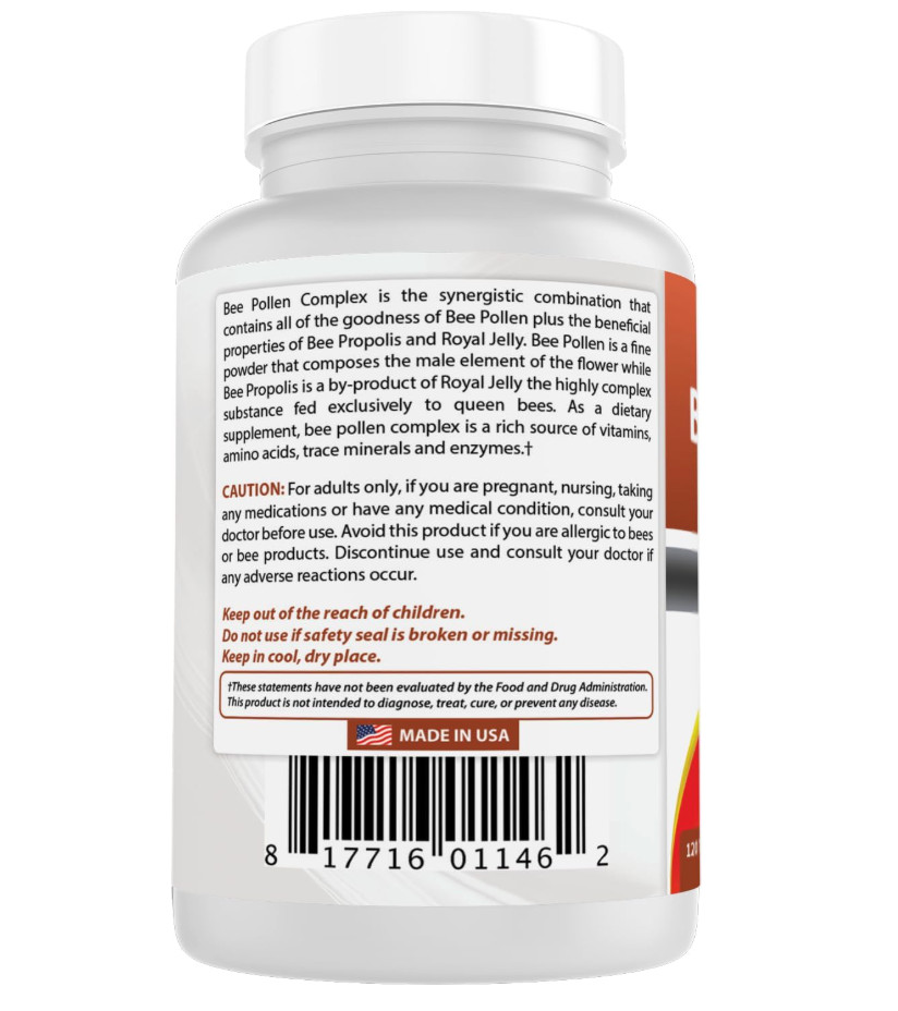 2 Pack Best Naturals Bee Pollen Complex 1000 mg 120 Tablets, Healthy Metabolism