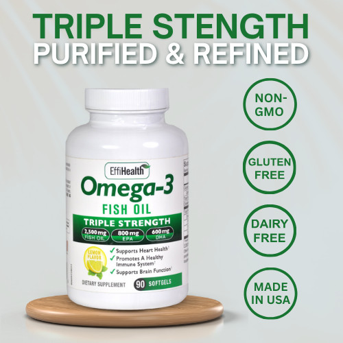 EffiHealth Omega 3 Fish Oil 3 Pack- Triple Strength Fish Oil – 2500mg, EPA, DHA