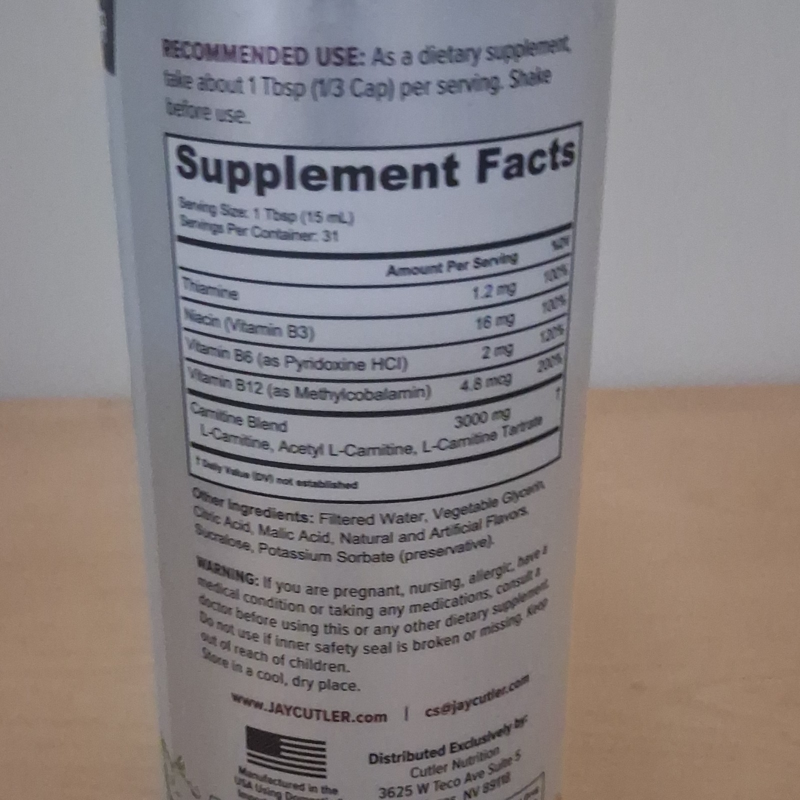 Jay Cutler L-Carnitine Liquid 3000 mg Sour Gummy Worm 16 fl oz Energy Support