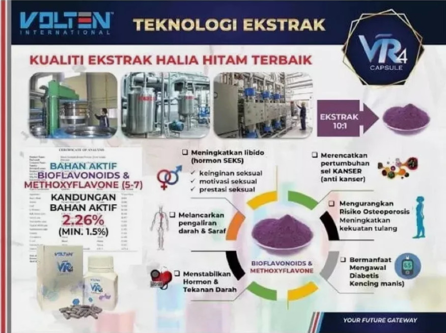 1 X Volten VR4 Capsule Black Ginger Extract Plant Based General Health