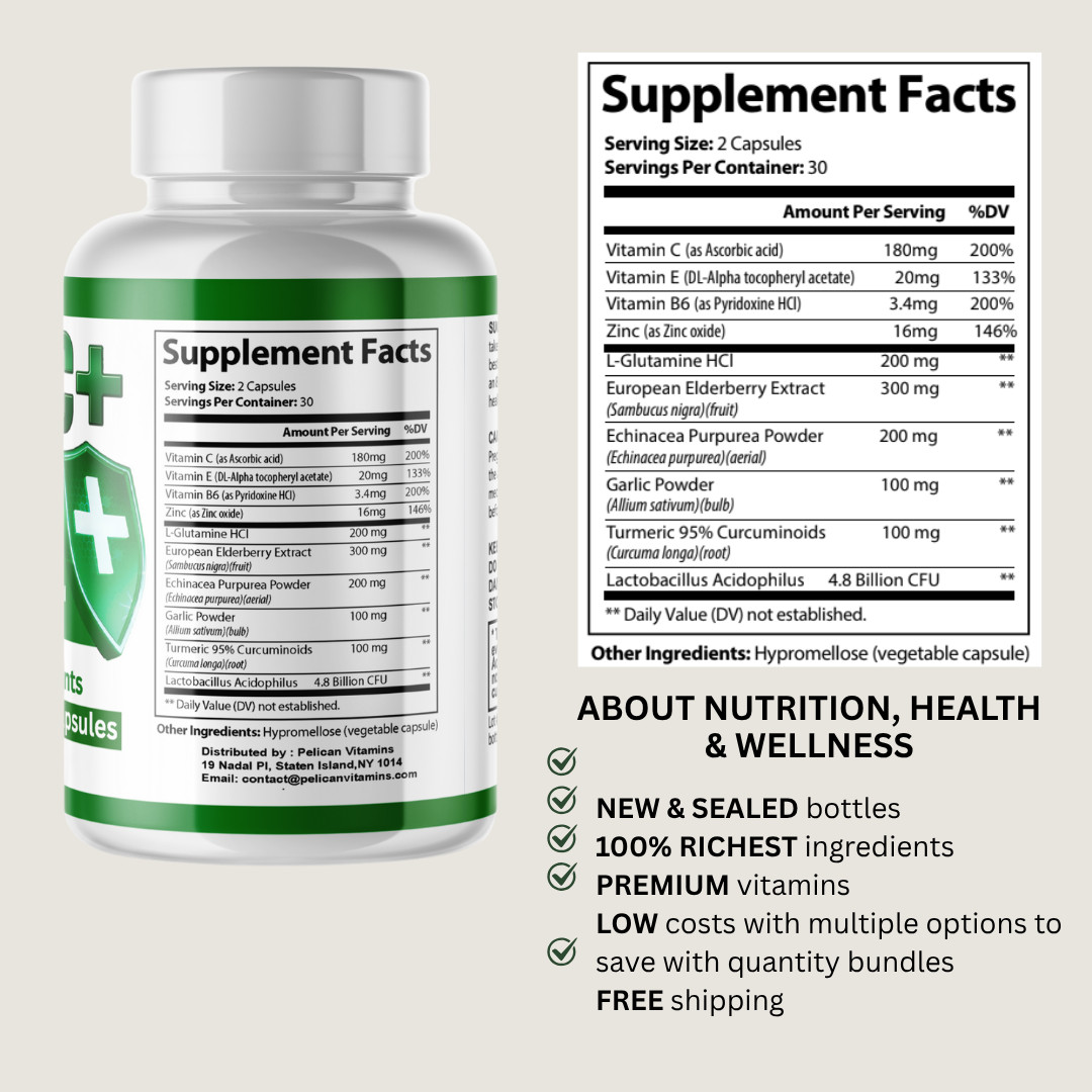 Defenc+- Immune Support- 2 Bottles- 120 Capsules