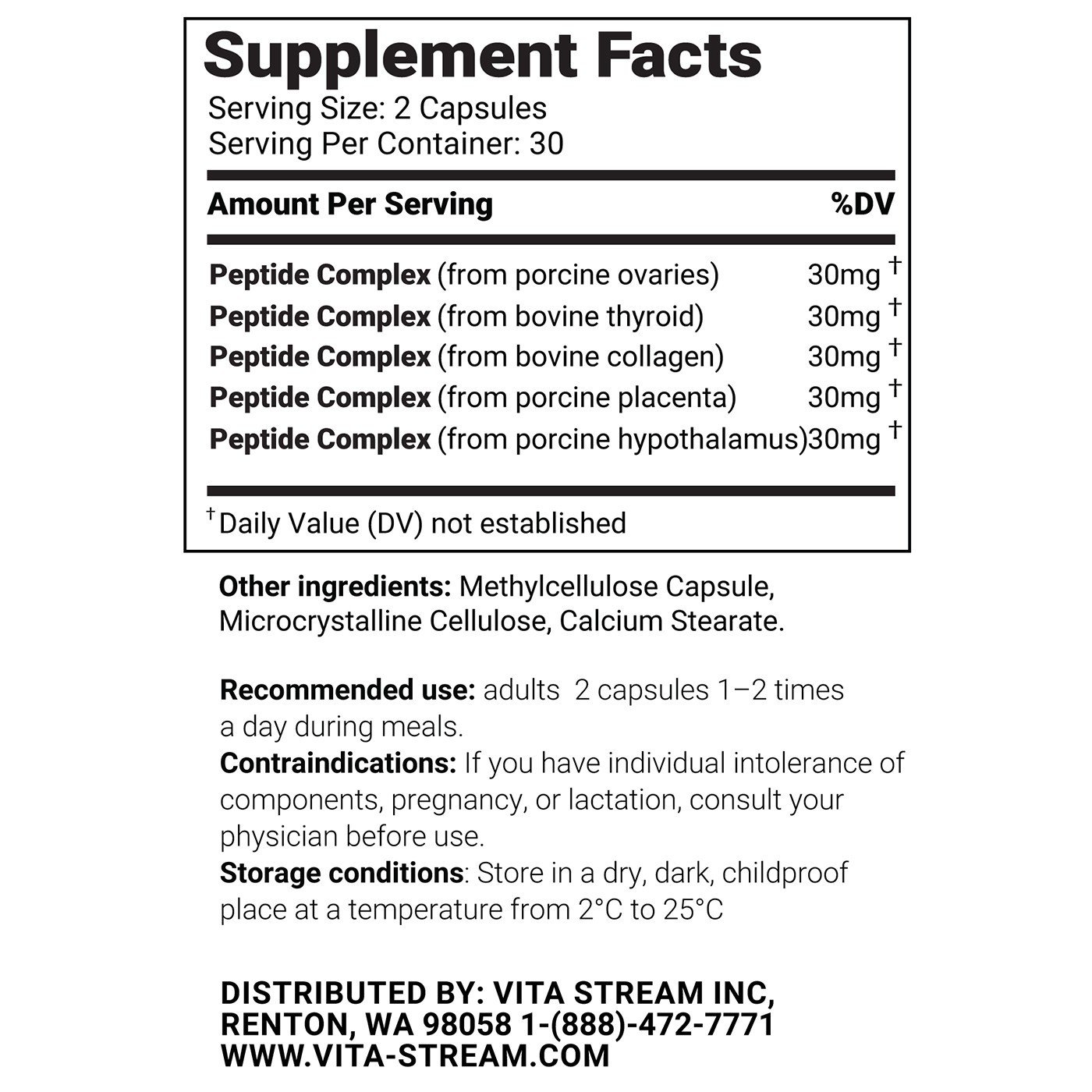 Vita Woman – Natural Peptide Bioregulator Complex 30 & 60 Capsules-Free Shipping