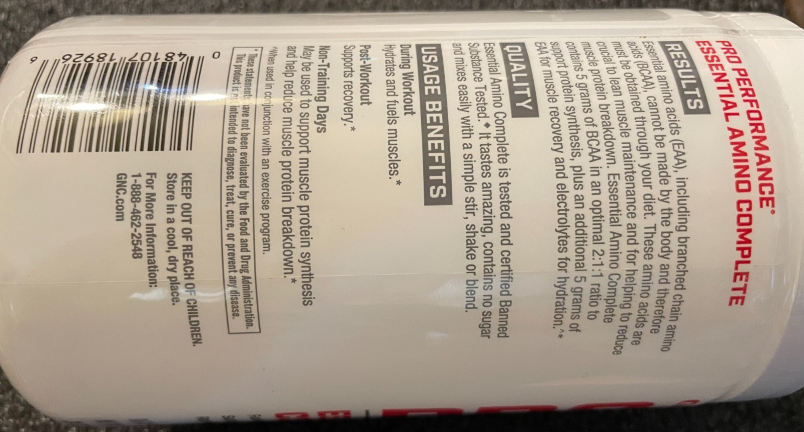 GNC Pro Performance Essential Amino Complete 15.87oz, Blueberry Acai, EXP: 01/28