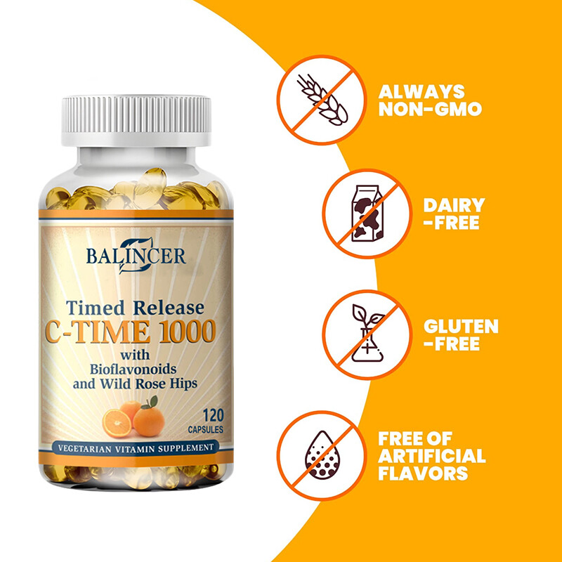 C-TIME with Bioflavonoids and Rose Hips – 1000 Extended-Release Capsules